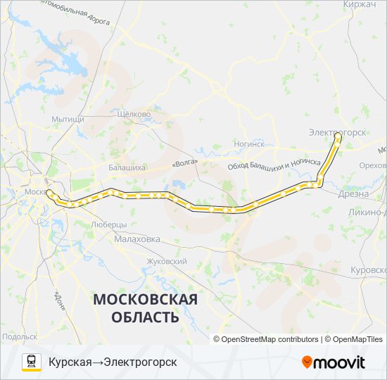 ГОРЬКОВСКОЕ НАПРАВЛЕНИЕ train Line Map
