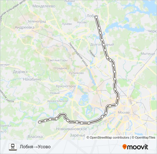 САВЕЛОВСКОЕ НАПРАВЛЕНИЕ Train Line Map