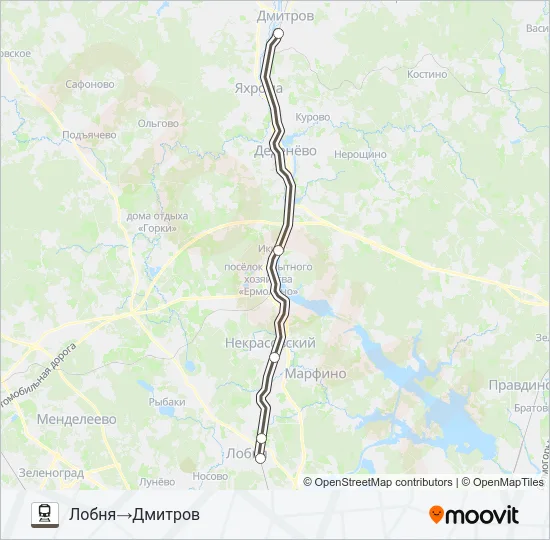 Поезд САВЕЛОВСКОЕ НАПРАВЛЕНИЕ: карта маршрута