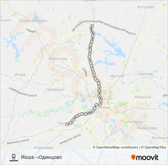 Поезд САВЕЛОВСКОЕ НАПРАВЛЕНИЕ: карта маршрута