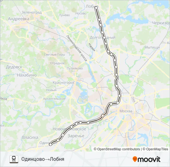 Поезд САВЕЛОВСКОЕ НАПРАВЛЕНИЕ: карта маршрута