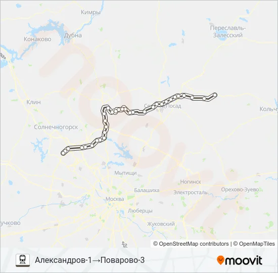 Поезд САВЕЛОВСКОЕ НАПРАВЛЕНИЕ: карта маршрута