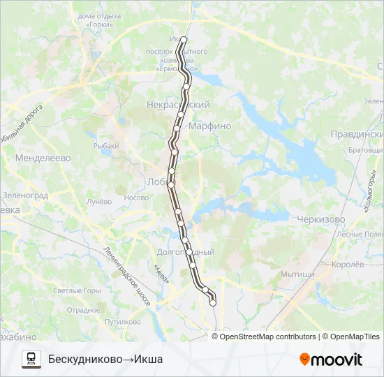 Поезд САВЕЛОВСКОЕ НАПРАВЛЕНИЕ: карта маршрута