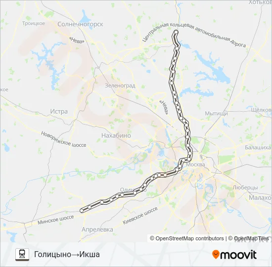 Поезд САВЕЛОВСКОЕ НАПРАВЛЕНИЕ: карта маршрута
