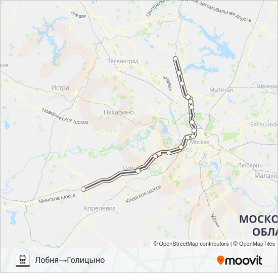 Поезд САВЕЛОВСКОЕ НАПРАВЛЕНИЕ: карта маршрута