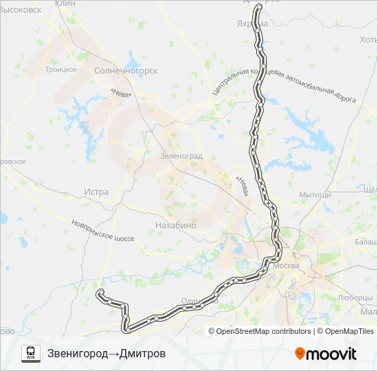 Поезд САВЕЛОВСКОЕ НАПРАВЛЕНИЕ: карта маршрута