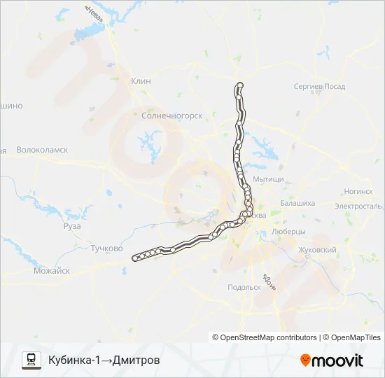 Поезд САВЕЛОВСКОЕ НАПРАВЛЕНИЕ: карта маршрута