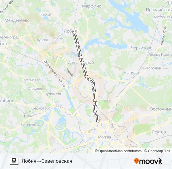 САВЕЛОВСКОЕ НАПРАВЛЕНИЕ Train Line Map