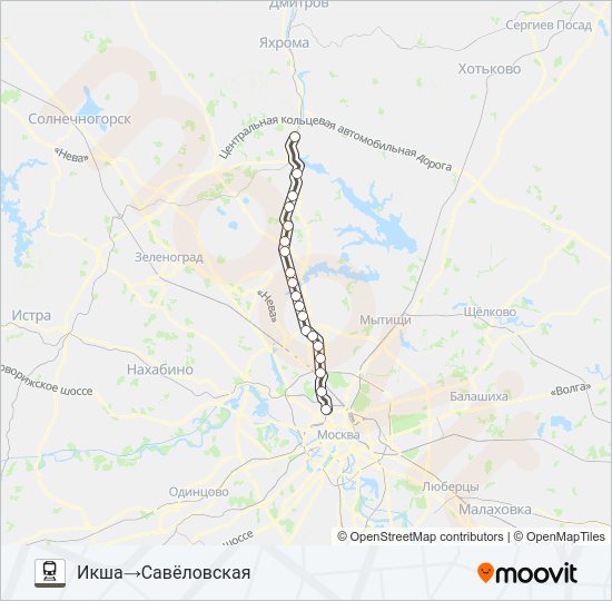САВЕЛОВСКОЕ НАПРАВЛЕНИЕ Train Line Map