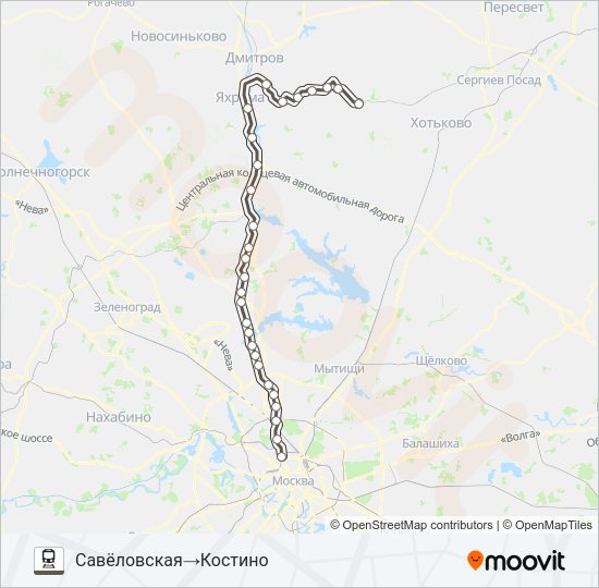 САВЕЛОВСКОЕ НАПРАВЛЕНИЕ Train Line Map