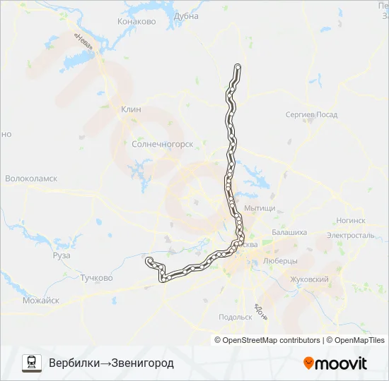 Поезд САВЕЛОВСКОЕ НАПРАВЛЕНИЕ: карта маршрута