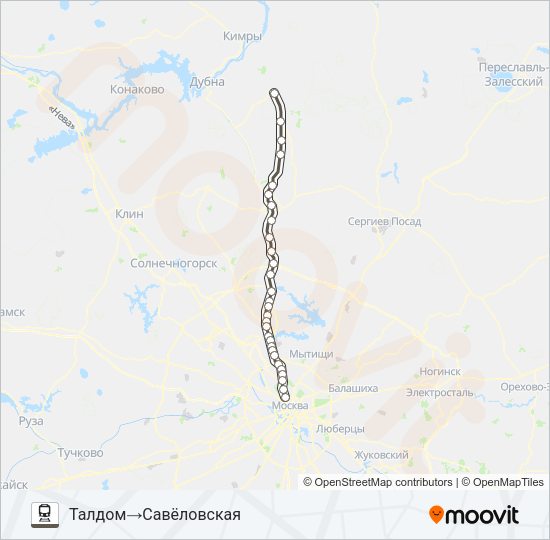 САВЕЛОВСКОЕ НАПРАВЛЕНИЕ Train Line Map