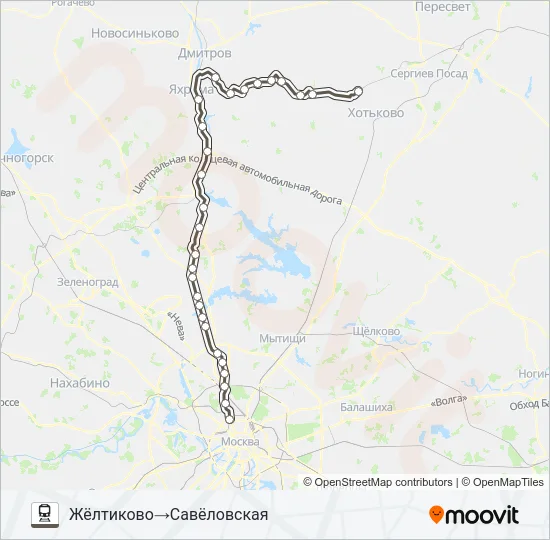 Поезд САВЕЛОВСКОЕ НАПРАВЛЕНИЕ: карта маршрута