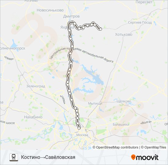 САВЕЛОВСКОЕ НАПРАВЛЕНИЕ Train Line Map