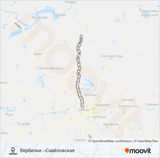 САВЕЛОВСКОЕ НАПРАВЛЕНИЕ Train Line Map