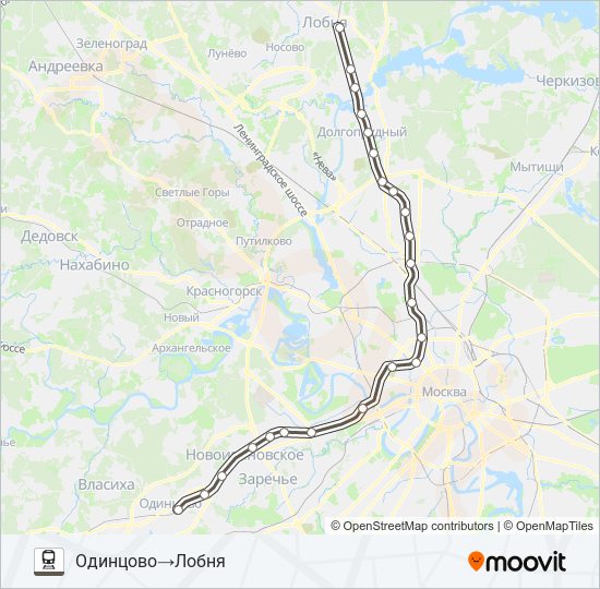 Поезд САВЕЛОВСКОЕ НАПРАВЛЕНИЕ: карта маршрута