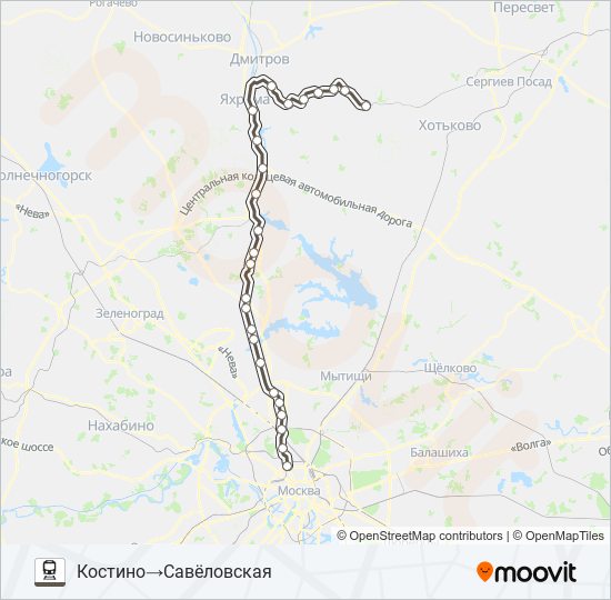 САВЕЛОВСКОЕ НАПРАВЛЕНИЕ train Line Map