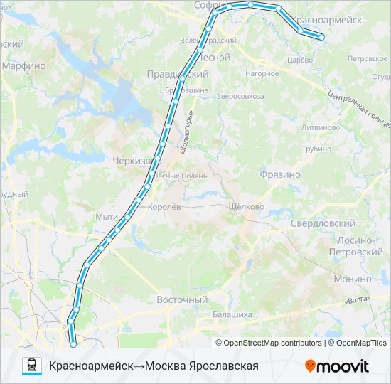 ЯРОСЛАВСКОЕ НАПРАВЛЕНИЕ Train Line Map