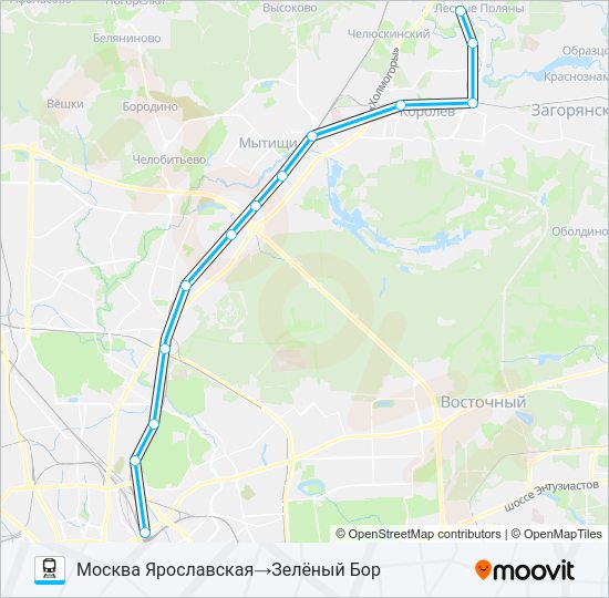 ЯРОСЛАВСКОЕ НАПРАВЛЕНИЕ Train Line Map