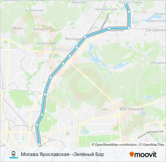ЯРОСЛАВСКОЕ НАПРАВЛЕНИЕ Train Line Map