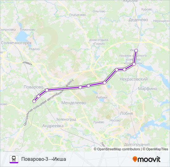 Поезд ЛЕНИНГРАДСКОЕ НАПРАВЛЕНИЕ: карта маршрута