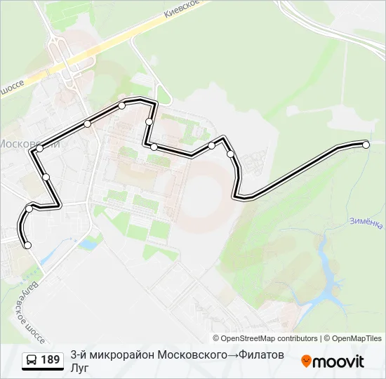 Автобус 189: карта маршрута