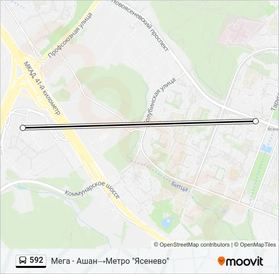 592 Bus Line Map