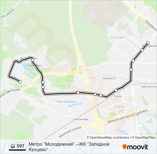 Автобус 597: карта маршрута