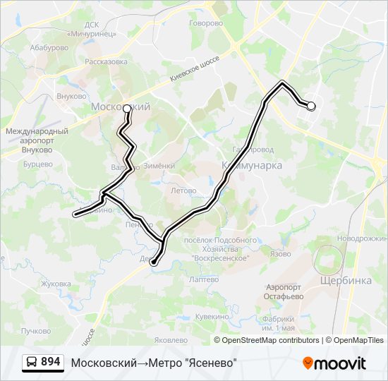 Автобус 894: карта маршрута