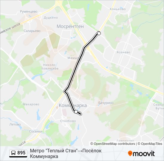 Автобус 895: карта маршрута