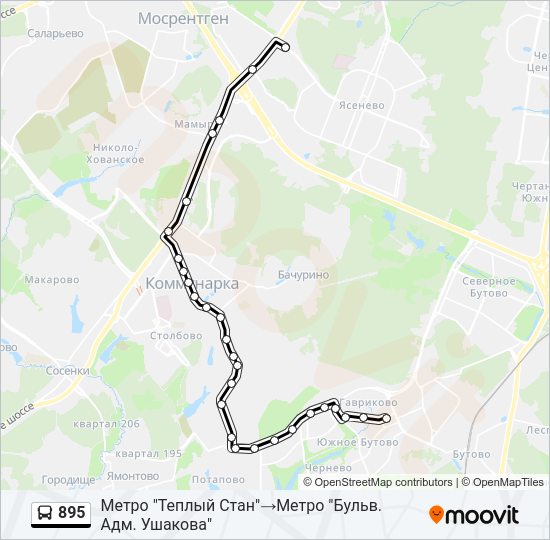 Автобус 895: карта маршрута