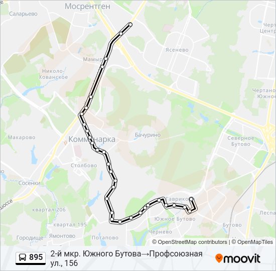 Автобус 895: карта маршрута