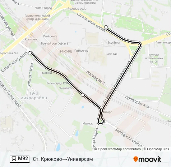 М92 Bus Line Map