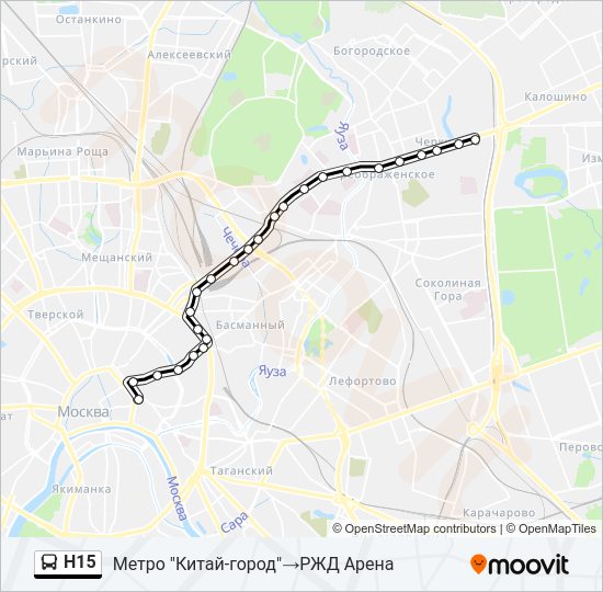 Н15 Bus Line Map