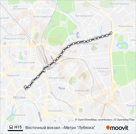 Н15 Bus Line Map