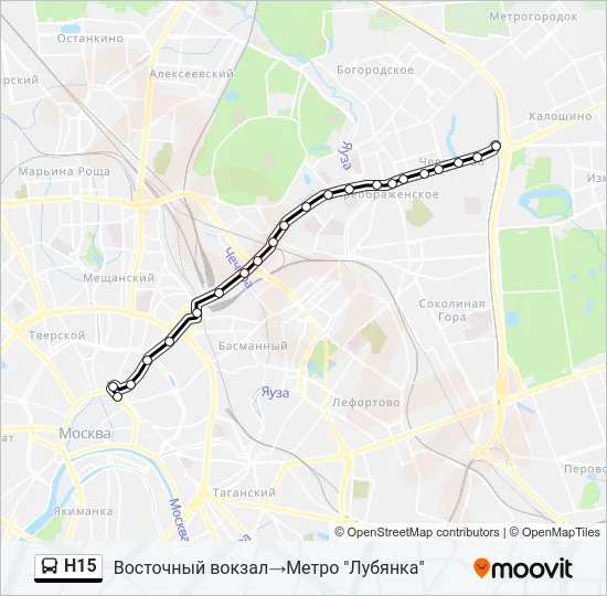 Н15 Bus Line Map
