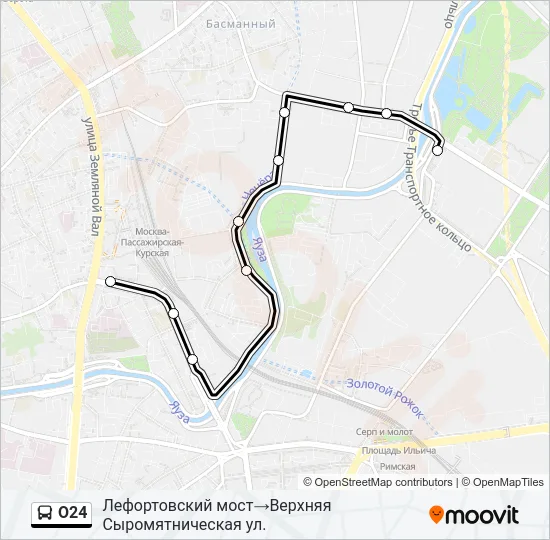Автобус О24: карта маршрута