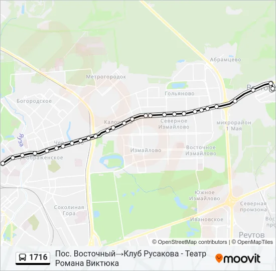 Автобус 1716: карта маршрута