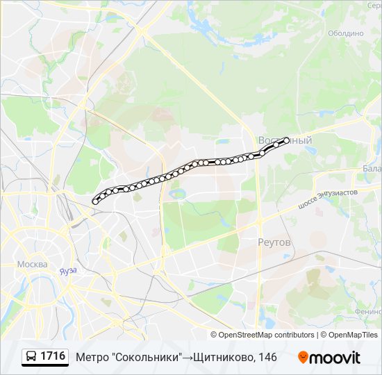 Автобус 1716: карта маршрута