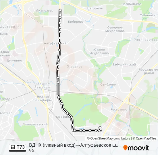 Т73 Bus Line Map