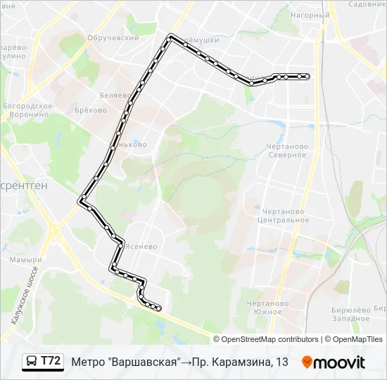 Т72 Bus Line Map