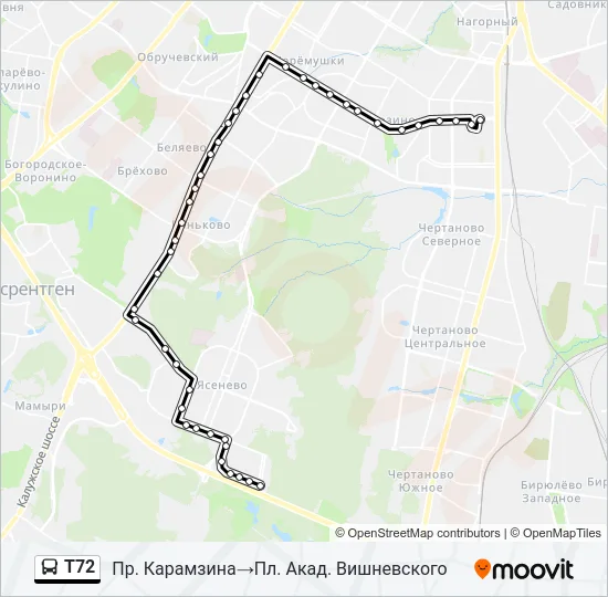 Т72 Bus Line Map