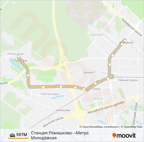 597М Shuttle Line Map