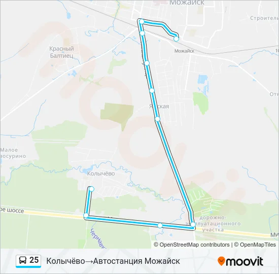 Автобус 25: карта маршрута