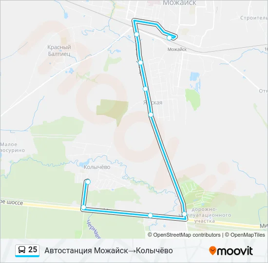 Автобус 25: карта маршрута