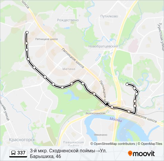 Автобус 337: карта маршрута