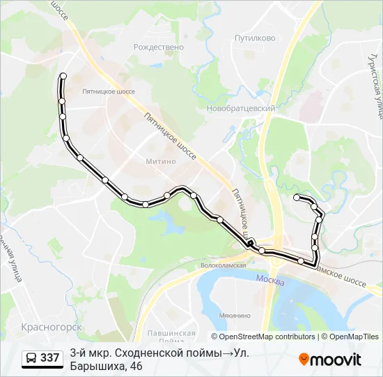 Автобус 337: карта маршрута