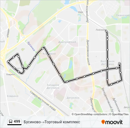Автобус 499: карта маршрута