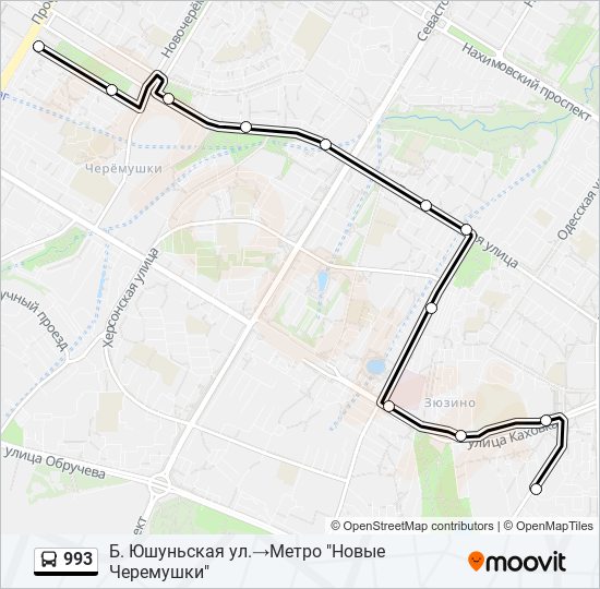 Автобус 993: карта маршрута