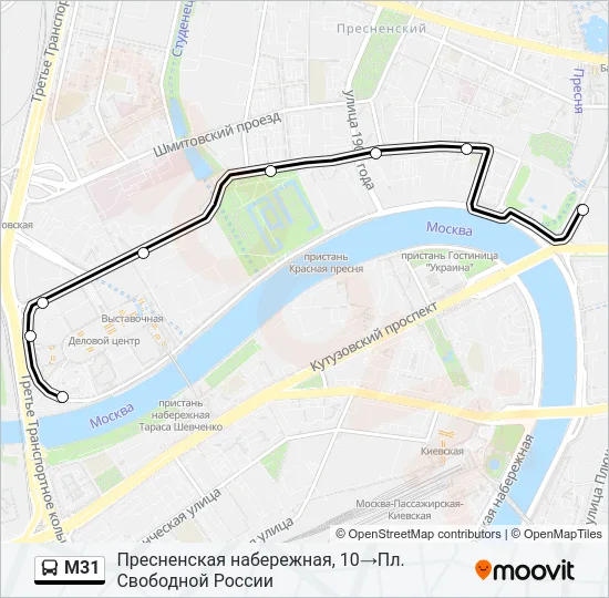 Автобус М31: карта маршрута